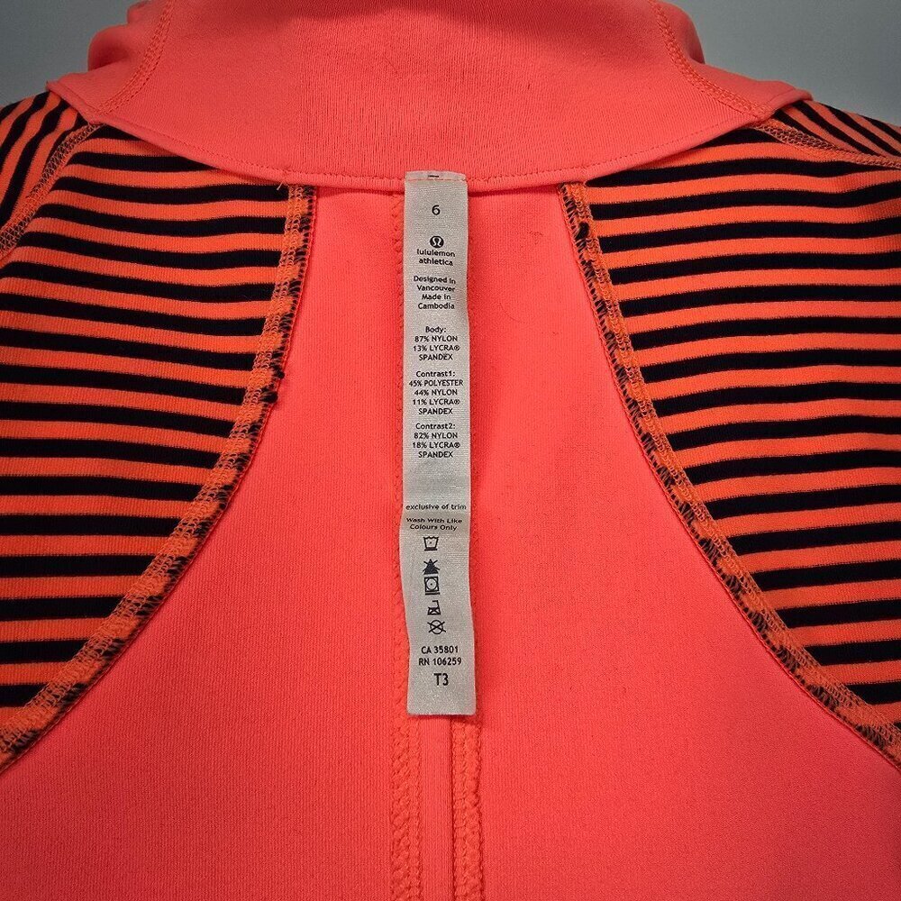 Lululemon Forme Full Zip Jacket Light Flare Classic Stripe Size 6 - Picture 7 of 14